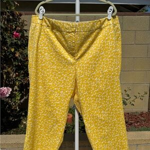 Talbots Bright Yellow Printed Cropped Pants